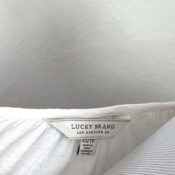Lucky Brand Long Sleeve Top Embroidered w/ Tassels White XS - Picture 6 of 6